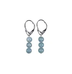 Ohrringe - Aragonit (blau) 5,5mm-Kugeln - 925 Silber