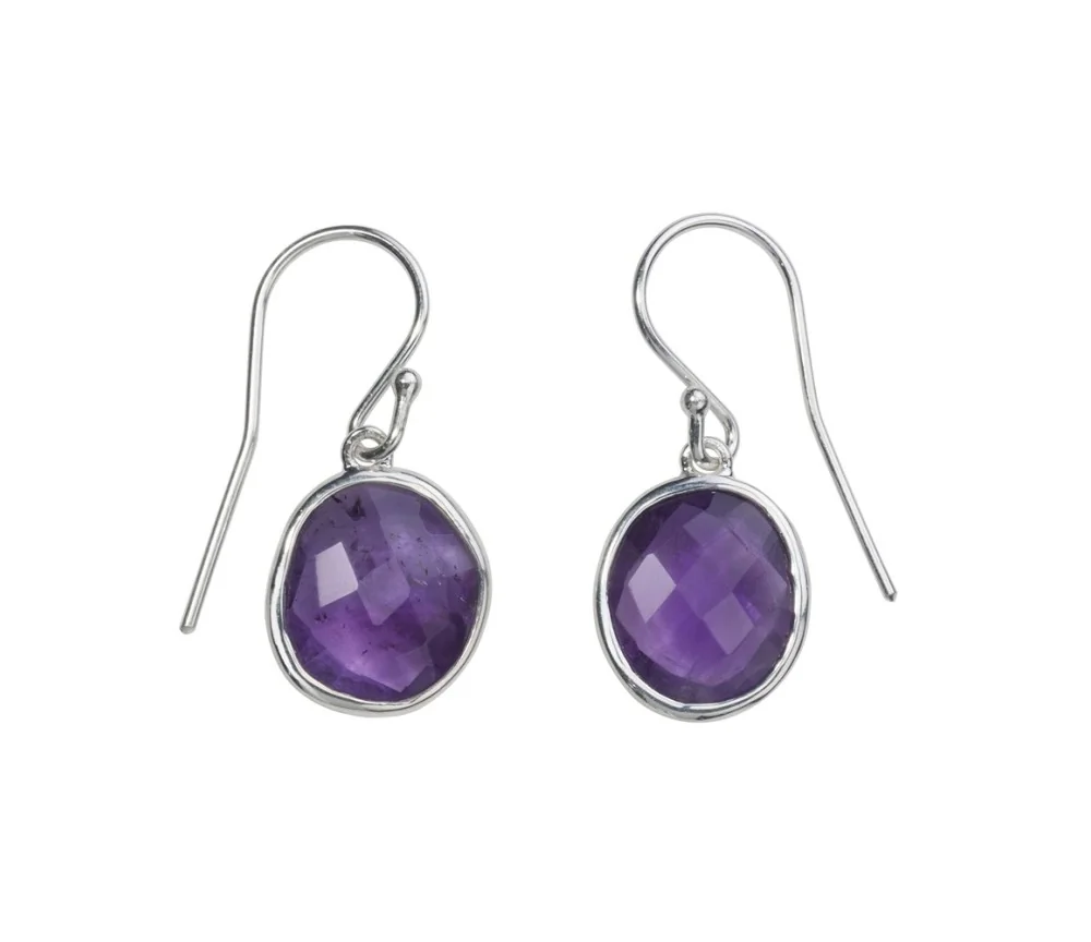 Ohrringe - Amethyst facettiert, 3,0cm - 925 Silber