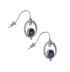 Ohrringe - Amethyst mit Oval, 3,0cm