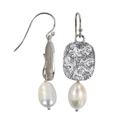 Ohrringe - Rankenzierde Perle weiß, 5,6cm - 925 Silber