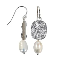 Ohrringe - Rankenzierde Perle weiß, 5,6cm - 925 Silber