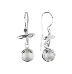 Ohrringe - Bergkristall (8mm) mit Kreuz, 925 Silber