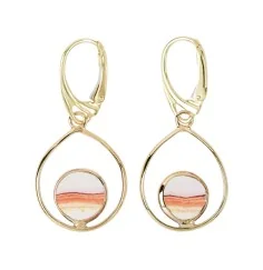 Ohrringe - Java Sunset Jaspis Tropfen, 3,8cm, vergoldet