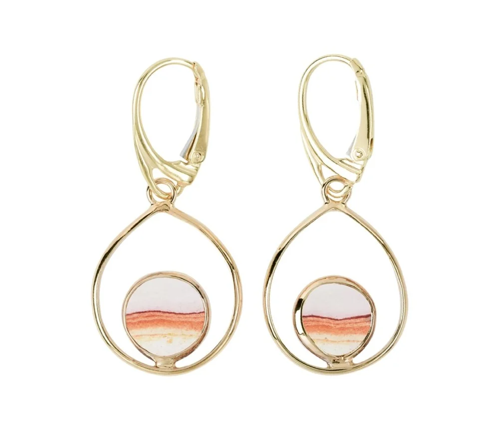 Ohrringe - Java Sunset Jaspis Tropfen, 3,8cm, vergoldet