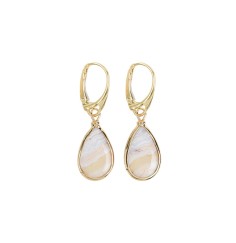 Ohrringe - Lace-Achat (hell) Tropfen (18 x 10mm), 4,3cm, vergoldet