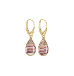 Ohrringe - Lace-Achat (rot) Tropfen (18 x 10mm), 4,3cm, vergoldet