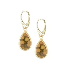 Ohrringe - Ozeanjaspis, Tropfen (18 x 10mm), 4,1cm, vergoldet