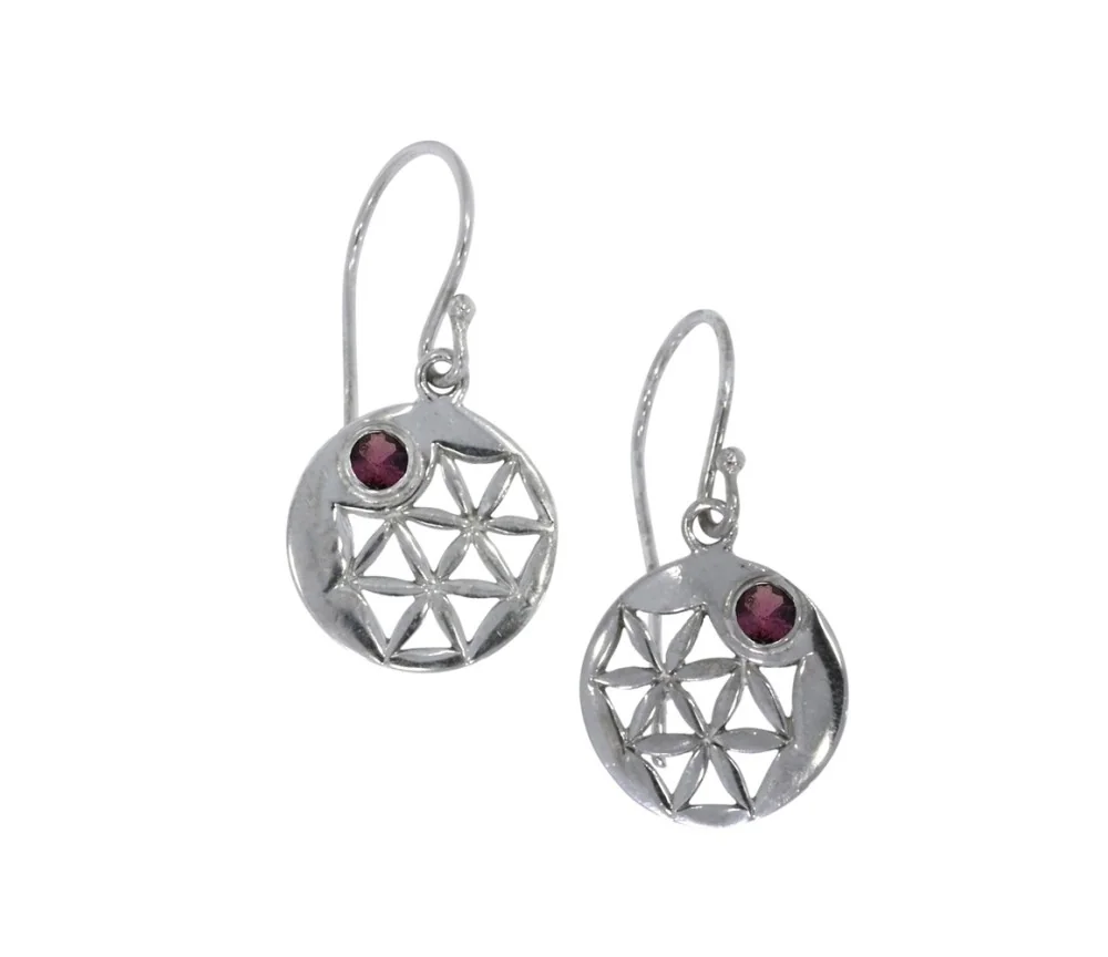 Ohrringe - Aufbruch und Neubeginn Granat, 3,0cm, rhodiniert