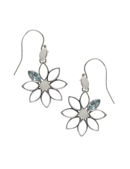Ohrringe - Blume Topas blau