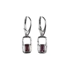 Ohrringe - Turmalin rosa Rechteck, 3,5cm, rhodiniert