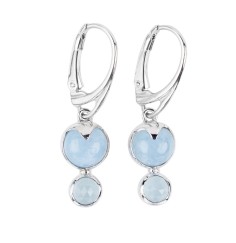 Ohrringe - Aquamarin-Cabochons rund, 3,5cm, rhodiniert