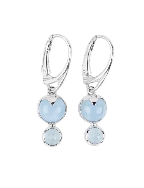 Ohrringe - Aquamarin-Cabochons rund