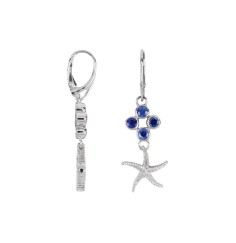 Ohrringe - Seestern, Disthen facettiert, 5,0cm, rhodiniert