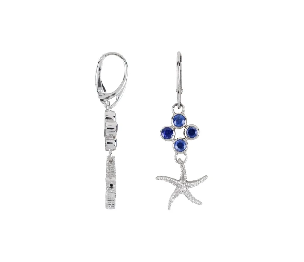 Ohrringe - Seestern, Disthen facettiert, 5,0cm, rhodiniert