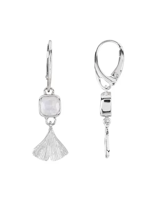 Ohrringe - Labardorit (weiß) Cussion