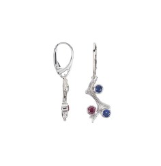 Ohrringe - Disthen (blau), Turmalin (rosa), 4,1cm, rhodiniert