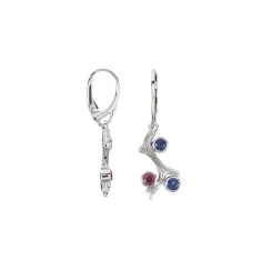 Ohrringe - Disthen (blau), Turmalin (rosa), 4,1cm, rhodiniert