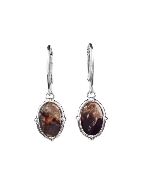 Ohrringe - Versteinertes Palmholz oval