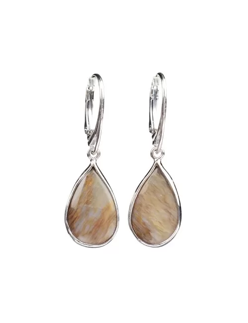 Ohrringe - versteinertes Holz Tropfen