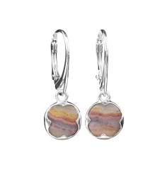 Ohrringe - Lace Achat rund, 3,0cm, rhodiniert