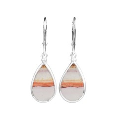 Ohrringe - Java Sunset Jaspis Tropfen, 3,8cm, rhodiniert