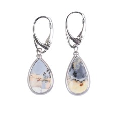 Ohrringe - Maligano-Jaspis Tropfen (18 x 10mm), 4,2cm, rhodiniert