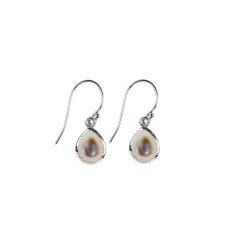 Ohrringe - Perlmutt (hell) Tropfen, 2,0cm, rhodiniert
