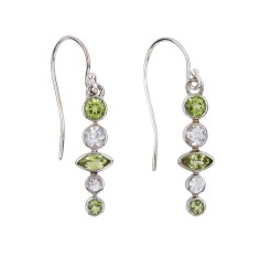 Ohrringe - Peridot, Topas, 3,8cm, platiniert