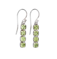 Ohrringe - Peridot, Quadrate (4mm), 3,3cm, platiniert