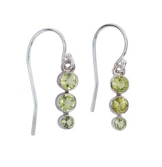 Ohrringe - Peridot, rund (4mm), 2,8cm, platiniert