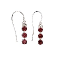 Ohrringe - Granat, rund (3,5mm), 2,8cm, Platin beschichtet