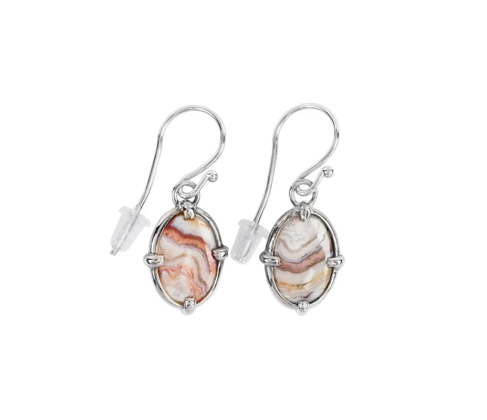 Ohrringe - Lace Achat (rot) oval, 3,6cm, platiniert