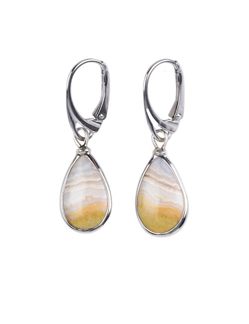 Ohrringe - Lace-Achat (hell) Tropfen