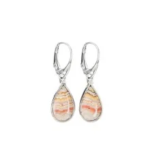 Ohrringe - Lace Achat (rot) Tropfen, 4,3cm, platiniert