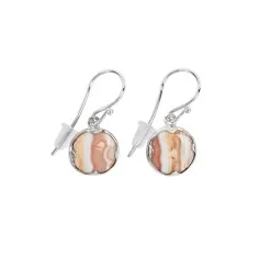 Ohrringe - Lace Achat (rot) rund, 3,2cm, platiniert