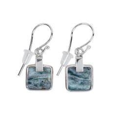 Ohrringe - Ozelot-Jaspis Quadrate, 3,6cm, platiniert