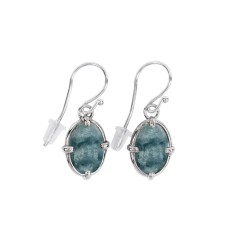 Ohrringe - Ozelot-Jaspis Oval, 3,6cm, platiniert