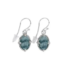 Ohrringe - Ozelot-Jaspis Oval, 3,6cm, platiniert