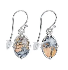 Ohrringe - Maligano-Jaspis oval, 3,6cm, platiniert