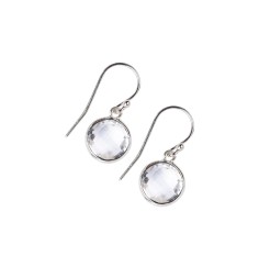 Ohrringe - Bergkristall rund (10mm), facettiert, 2,4cm, platiniert