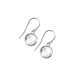 Ohrringe - Bergkristall rund (10mm), facettiert, 2,4cm, platiniert