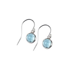 Ohrringe - Topas blau rund (8mm), facettiert, 2,2cm, platiniert