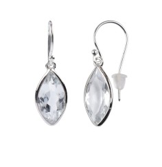 Ohrringe - Topas weiß (16 x 8mm), facettiert, 3,0cm, platiniert