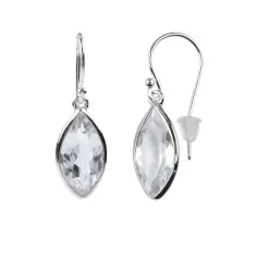 Ohrringe - Topas weiß (16 x 8mm), facettiert, 3,0cm, platiniert