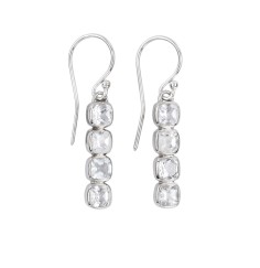 Ohrringe - Topas weiß Cushion (4 x 4mm), facettiert, 3,3cm, platiniert