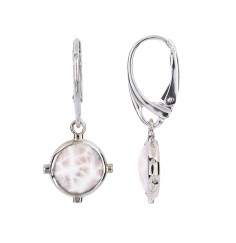 Ohrringe - Natrolith, rund (10mm), 3,6cm, platiniert