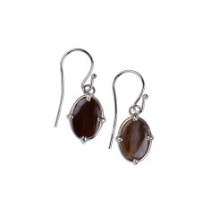 Ohrringe - Versteinertes Holz oval, 3,6cm, platiniert