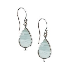 Ohrringe - Pazifik-Chalcedon Tropfen (15 x 11mm), 3,2cm, platiniert