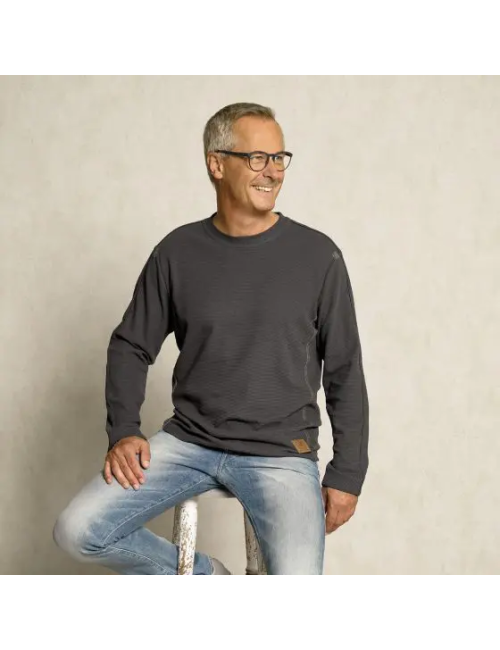 Spirit of OM - Herrenpulli Waffelstrick - turmalingrau