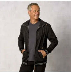 Spirit of OM - Sweatjacke men mit Stehkragen - schwarz-melange